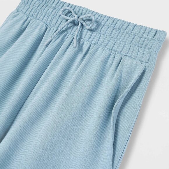 XXL - Womens Airy Sleek Ribbed High Rise Wide Leg Pants - AIM - Steel Blue - Picture 3 of 12